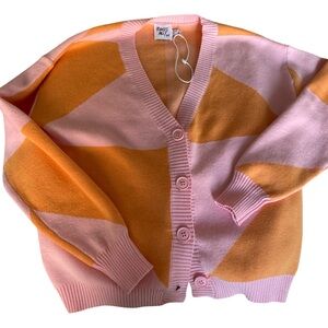 Princess Polly Pastel Pink and Orange Cardigan  Sweater-S pink orange , NWOT